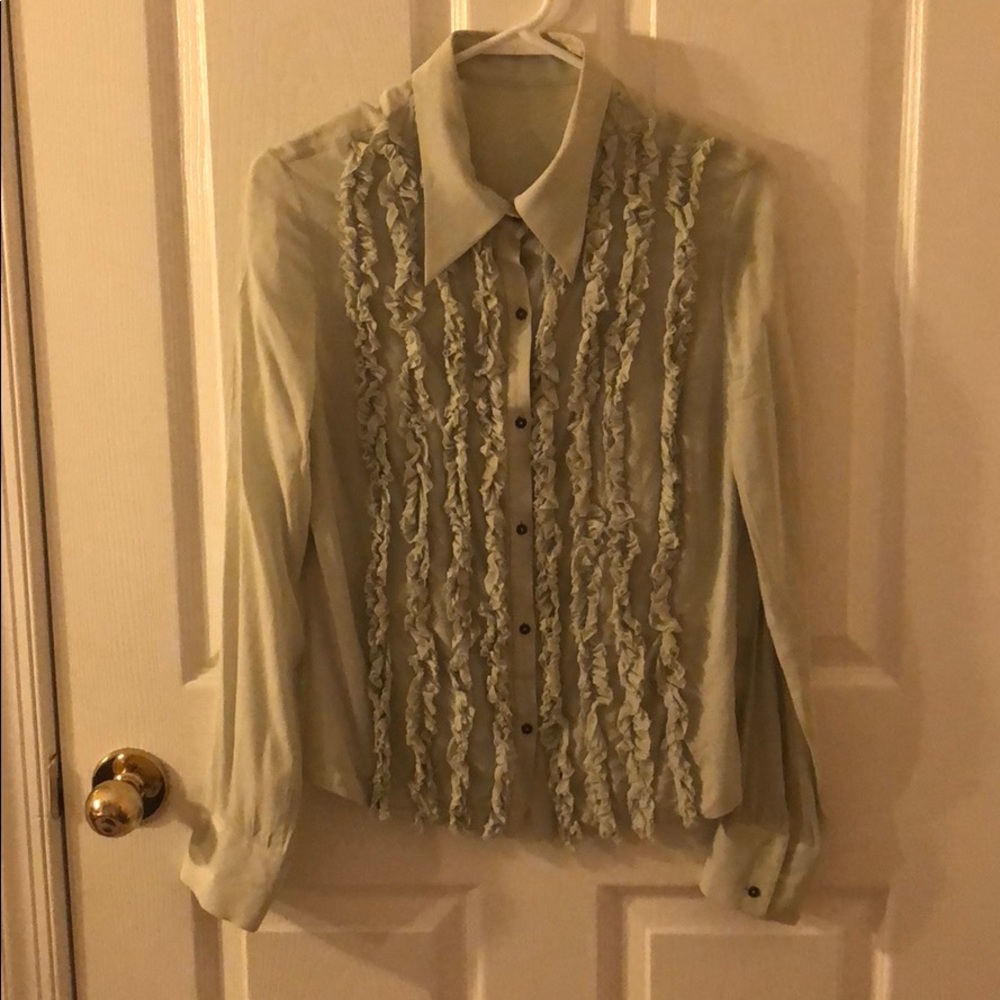robert rodriguez 100% silk ruffle blouse